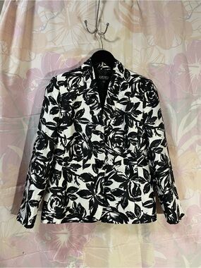 Kasper Monochrome Abstract Print Blazer